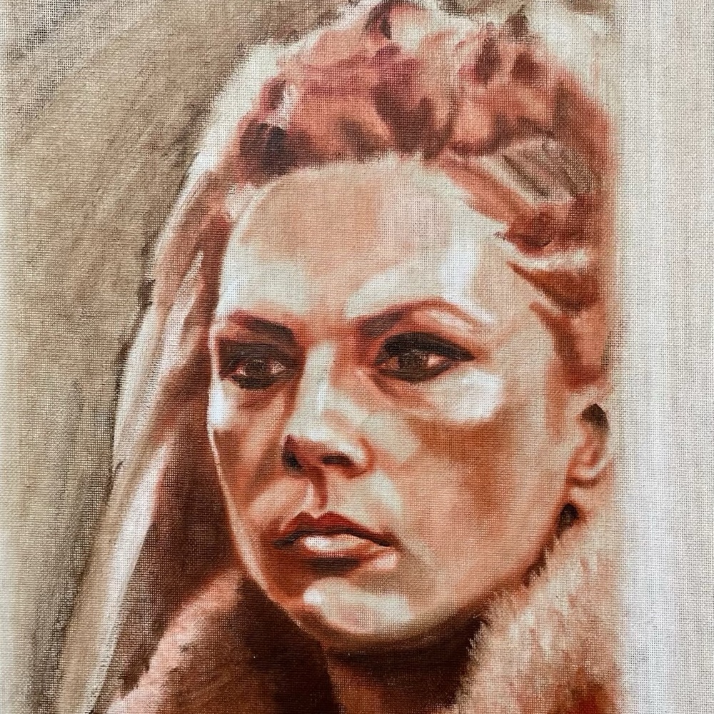 Original Artwork - Oil painting on Canvas of beautiful warrior Lagertha.